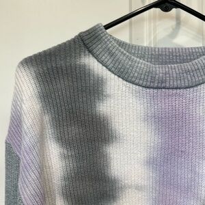 Rails Karis Crewneck Cotton Cashmere Sweater in Aqua Tie Dye Purple, size Medium